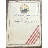 ACTRR01 Act Carnet Eliberarea de sub jugul fascist RPR - Brevet Medalie