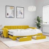 vidaXL Pat de zi cu extensie și sertare, galben, 80x200 cm, catifea 3196999