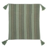 Fată de pernă decorativă din bumbac, cu dungi și ciucuri, 43x42 cm, Verde, CMCLASS