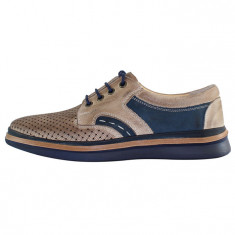 Pantofi casual barbati piele naturala - Dogati shoes maro bleumarin - Marimea 40