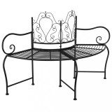 Cumpara ieftin Banca circulara de copac, negru, 150 cm, otel