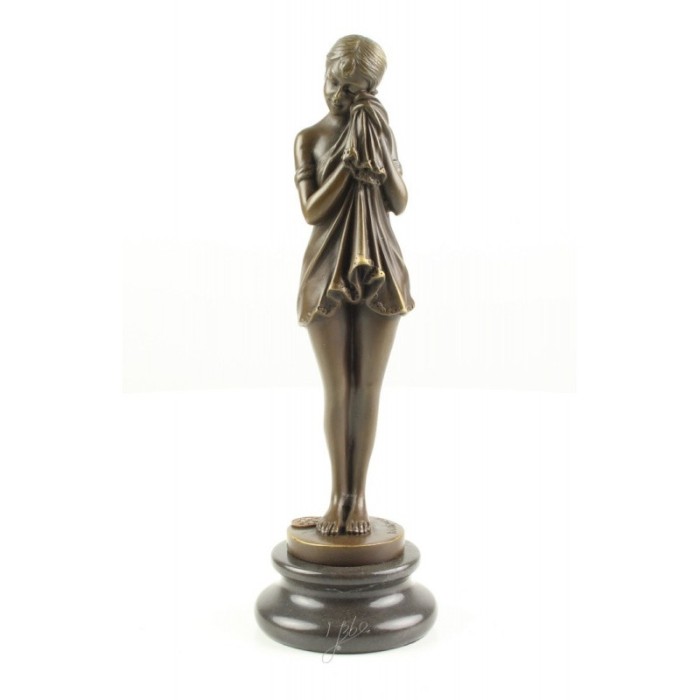 Fata trista- statueta Art Deco din bronz pe un soclu din marmura DC-29