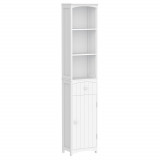 HOMCOM Dulap &Icirc;nalt de Baie cu 3 Rafturi din MDF, 34x24x170 cm, Alb | Aosom Romania