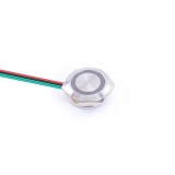 Buton metal, fara retinere, RGB, 3-6V, cu fire si conector