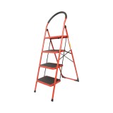 Scara pliabila din otel cu 4 trepte antiderapante, 150 kg, rosie