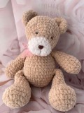 Cumpara ieftin Jucarie de plus Ursulet Cocco, lucrata manual, handmade, textil, bej/alb, 30 cm