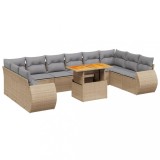 Cumpara ieftin Set canapele de gradina cu perne, 11 piese, bej, poliratan
