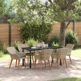 Cumpara ieftin Set de dining 7 pcs Gri deschis și Negru 160 x 80 x 74 cm