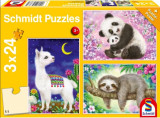 Puzzle 3x24 piese Panda Lama and Sloth, Schmidt