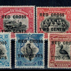 North Borneo 1918 - Supratipar Red Cross, fauna, serie incomplet