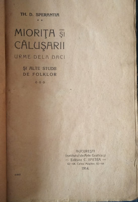 Miorița și Calusarii, urme de la Daci (Th. Sperantia, studii folclor, 1914-1915) foto