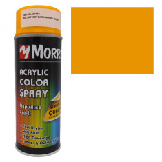 Spray vopsea galben narcisa, RAL 1007, lucioasa, Morris, 400 ml, acrilica, cu uscare rapida, pentru suprafete din lemn, metal, aluminiu, sticla, piatr foto