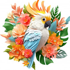 Sticker decorativ Papagal, Alb, 62 cm, 8028ST-1
