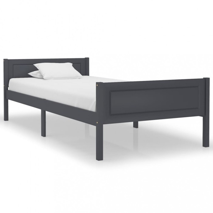 vidaXL Cadru de pat, gri, 100x200 cm, lemn masiv de pin 322125