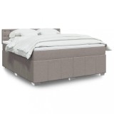 vidaXL Pat continental cu saltea, gri taupe, 180x200 cm, textil 3289465