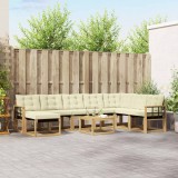 vidaXL Set Canapele Exterior Mobila Gradina Acacia Textilene Alb Crem 9 Piese