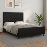VidaXL Cadru de pat cu tăblie, negru, 140x200 cm, piele ecologică