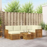 Cumpara ieftin Set de canapele de exterior 7 buc. 5-Locuri Natural si Crem