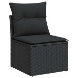 Cumpara ieftin Canapea de gradina fara brate cu perne, neagra, din poliratan