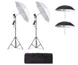 Cumpara ieftin Kit de 4 umbrele alb-negru, 2 trepiezi reglabili 200 cm, fara becuri, geanta de transport inclusa