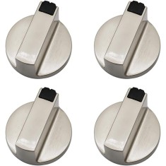 Set 4 butoane pentru aragaz/cuptor, Sunmostar, Zinc, 6 mm, Argintiu/Negru