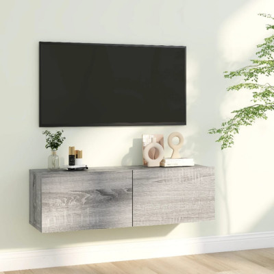 Comodă TV de perete, gri sonoma, 100x30x30 cm, lemn prelucrat foto