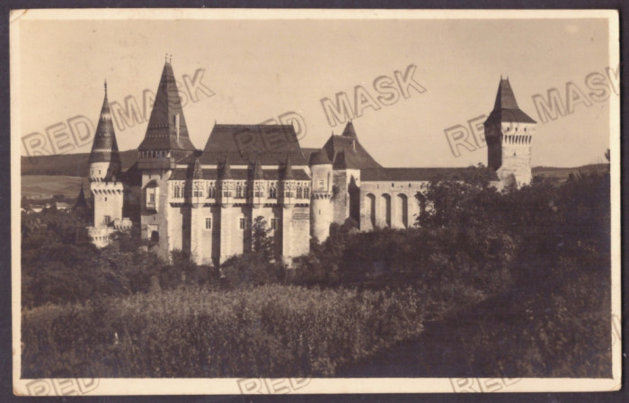 2844 - HUNEDOARA, Hunyad Castle, Romania - old postcard real Photo - used - 1937