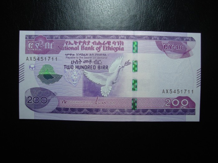 ETIOPIA 200 BIRR 2020 UNC