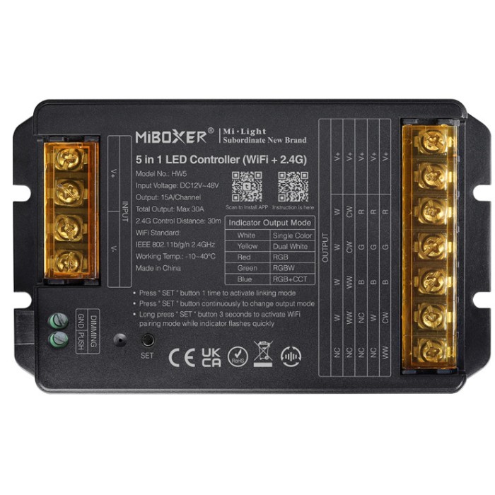 Controller Dimmer Led, Tuya, WiFi+2.4G, 12-48VDC MiBoxer HW5