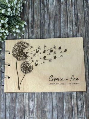 Guestbook personalizat,din lemn,gravat la laser,pentru nunta foto