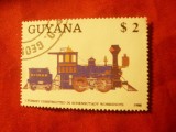 Timbru Guyana 1989 - Locomotiva ,val. 2$ stampilat