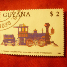 Timbru Guyana 1989 - Locomotiva ,val. 2$ stampilat