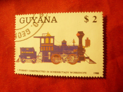 Timbru Guyana 1989 - Locomotiva ,val. 2$ stampilat foto