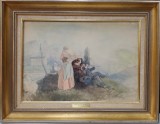 Acuarela P.S. Kroyer &quot;Pe munte&quot;, 51.5x36cm, Certificat Autenticitate, Album Arta