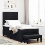 VidaXL Pat cu arcuri cu saltea Negru 100 x 200 cm țesătură 3343969