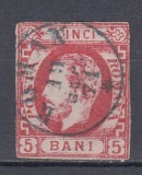 ROMANIA 1871/72 LP 30 REGELE CAROL I CU BARBA 5 BANI ROSU STAMPILAT