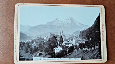 Fotografie, Berchtesgaden, district rural in Germania, pe fundal muntele Watzmann, 1896 foto