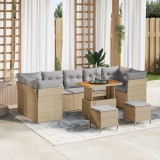 vidaXL Set de canapele pentru grădină 10 pcs Bej poliratan