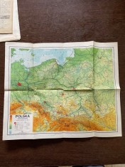 Polska Mapa Fizyczna Podziatka 1: 2 000 000 1 cm - 20 km. foto