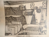 Interior de casa taraneasca, Desen in creion, Scene gen, Carbune, Realism