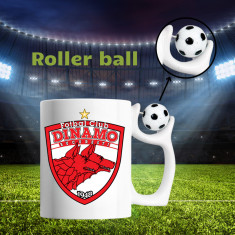 Cană cu minge fotbal „Fotbal club Dinamo Bucuresti ”, v1, sport, fotbal, suporter, alba, 330 ml