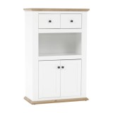 Cumpara ieftin Comoda 2 usi 2 sertare mdf alb maro stejar Grand Leon 85x40x130 cm