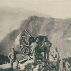 WW1 MILITARi TUN CAMPAIGN CANNON AGAINST AN AEROPLAN REAL OLD VINTAGE POSTCARD