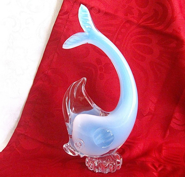 BIBELOU FIGURINA CRISTAL COLORAT - STICLA DE MURANO - PESTE 25.5 CM