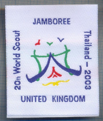 AX 1258 EMBLEMA CERCETASI- JAMBOREE 20TH WORLD SCOUT -UK -PENTRU COLECTIONARI foto