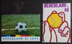 Olanda 1974 sport, minge fotbal și tenis, serie 2v nestampilata