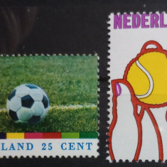 Olanda 1974 sport, minge fotbal și tenis, serie 2v nestampilata
