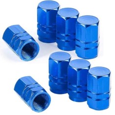 Set 8 Capace Hexagonale pentru Valva Auto, Aliaj Aluminiu, Lungime 1.8 cm, Albastru
