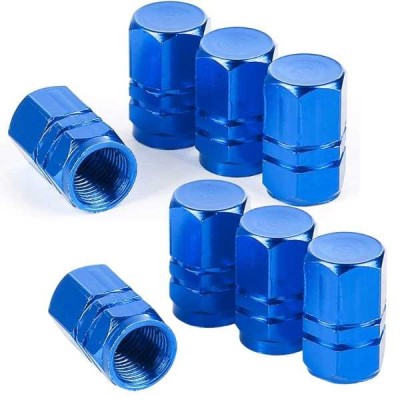 Set 8 Capace Hexagonale pentru Valva Auto, Aliaj Aluminiu, Lungime 1.8 cm, Albastru foto