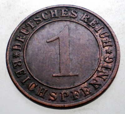 B.321 GERMANIA WEIMAR 1 REICHSPFENNIG 1936 D foto